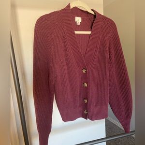 Cropped maroon Cardigan